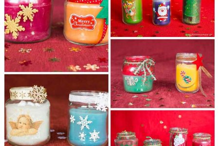 Χριστουγεννιάτικα κεριά με παλιές κηρομπογιές.