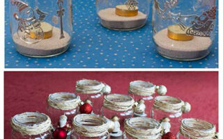 Χριστουγεννιάτικα βαζάκια με κερί.