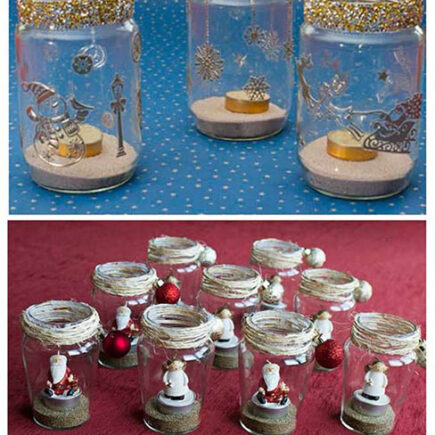 Χριστουγεννιάτικα βαζάκια με κερί.