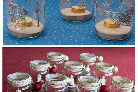 Χριστουγεννιάτικα βαζάκια με κερί.