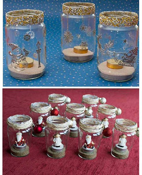 Χριστουγεννιάτικα βαζάκια με κερί.
