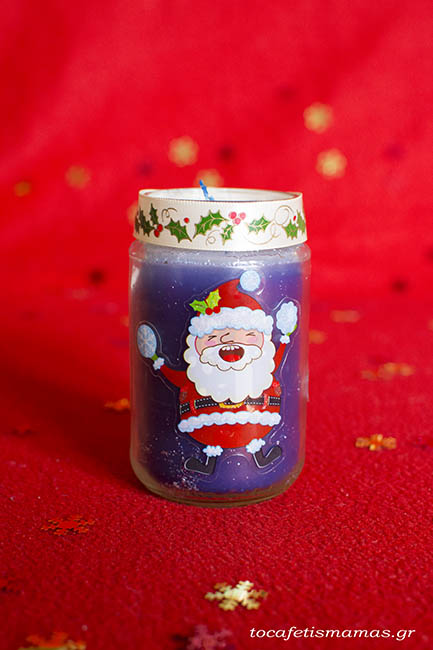 Χριστουγεννιάτικα κεριά με παλιές κηρομπογιές.