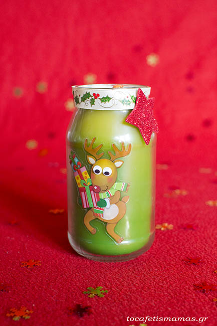 Χριστουγεννιάτικα κεριά με παλιές κηρομπογιές.