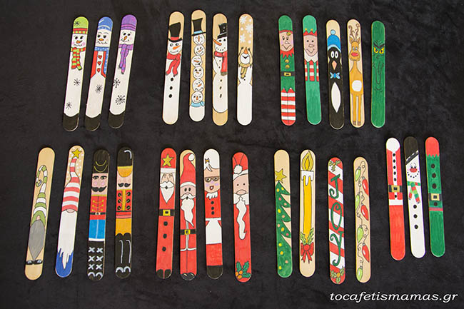 Χριστουγεννιάτικοι σελιδοδείκτες από γλωσσοπίεστρα.