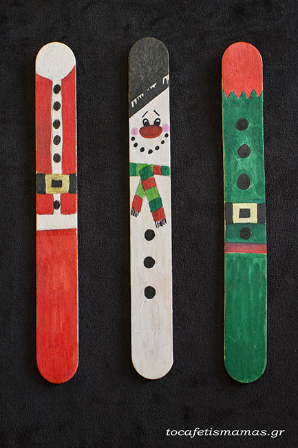 Χριστουγεννιάτικοι σελιδοδείκτες από γλωσσοπίεστρα.