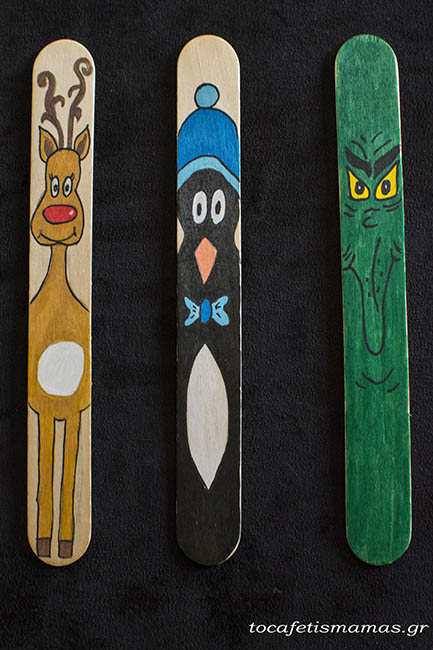 Χριστουγεννιάτικοι σελιδοδείκτες από γλωσσοπίεστρα.