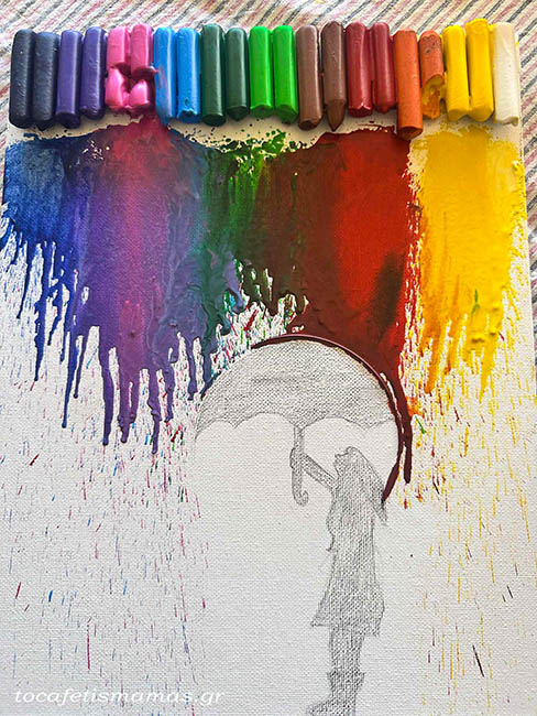 DIY: Πίνακας με Λιωμένες Κηρομπογιές