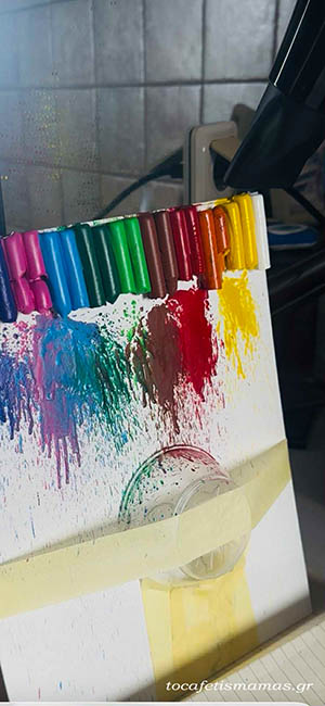 DIY: Πίνακας με Λιωμένες Κηρομπογιές