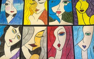 Πορτρέτα γυναικών με κηρομπογιές.