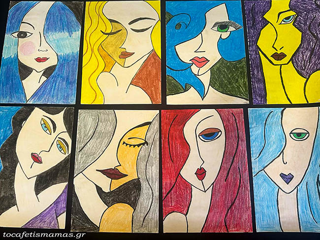 Πορτρέτα γυναικών με κηρομπογιές.